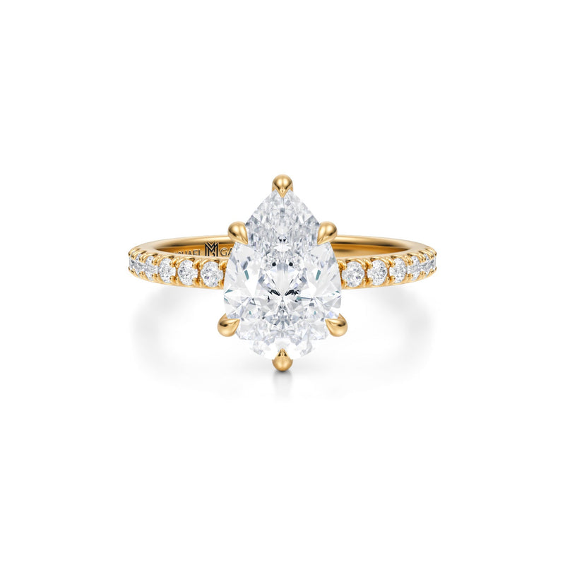 Pear Pave Ring With Pave Prongs  (1.00 Carat F-VVS2)