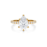 Pear Pave Ring With Pave Prongs  (1.50 Carat G-VVS2)
