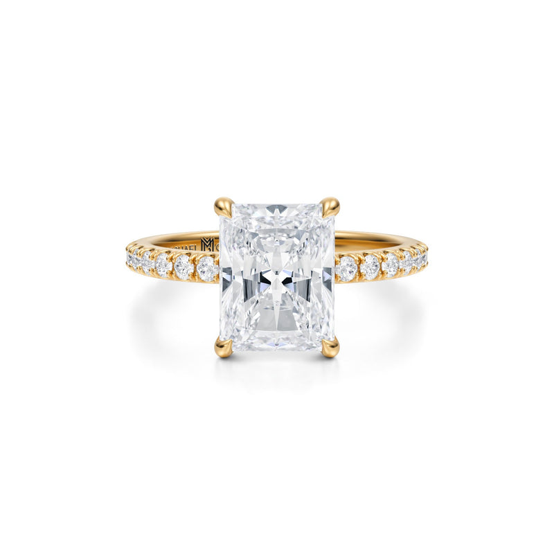 Radiant Trio Pave Ring With Pave Prongs  (3.40 Carat E-VS1)
