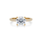 Round Halo With Trio Pave Ring  (3.50 Carat D-VS1)