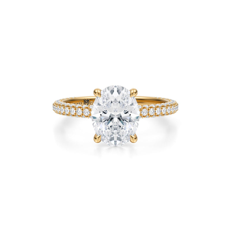 Oval Trio Pave Ring With Pave Prongs  (2.20 Carat D-VVS2)