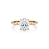 Oval Trio Pave Ring With Pave Prongs  (1.50 Carat D-VVS2)