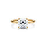 Cushion Solitaire Ring With Pave Basket
