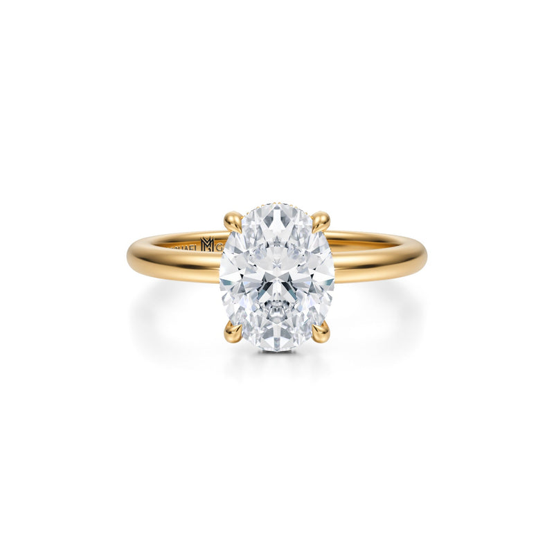 Oval Solitaire Ring With Pave Basket  (1.40 Carat E-VVS2)