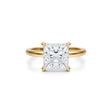Princess Solitaire Ring With Pave Basket