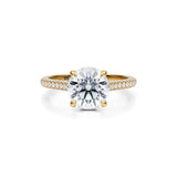 Round Trio Pave Cathedral Ring With Low Pave Basket  (2.20 Carat F-VS1)