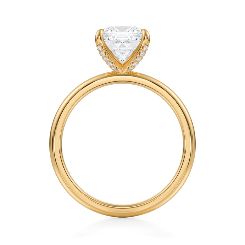 Cushion Solitaire Ring With Pave Prongs  (3.50 Carat D-VS1)