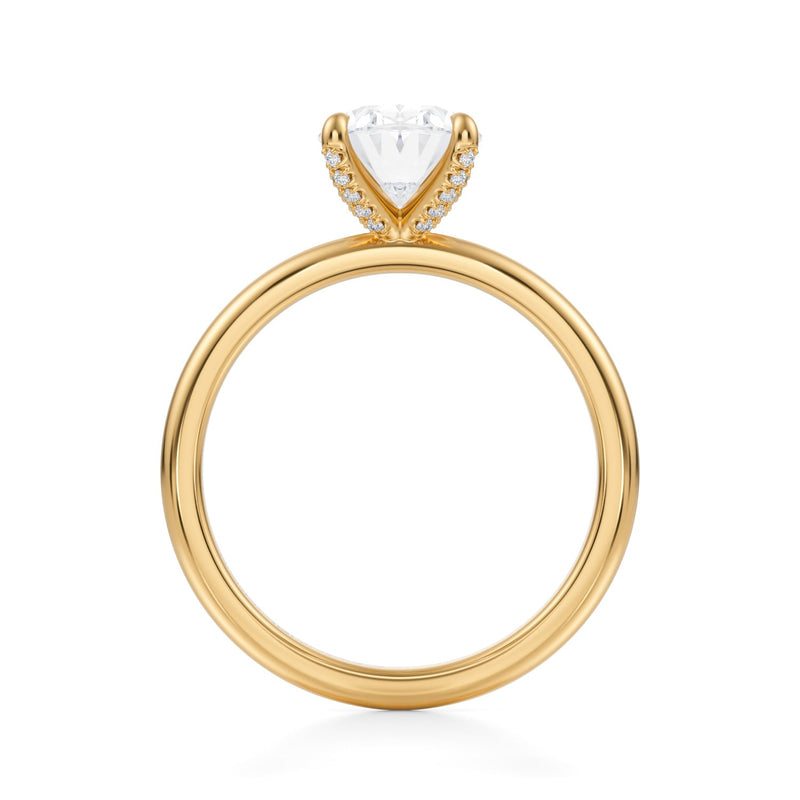 Oval Solitaire Ring With Pave Prongs  (2.20 Carat E-VVS2)