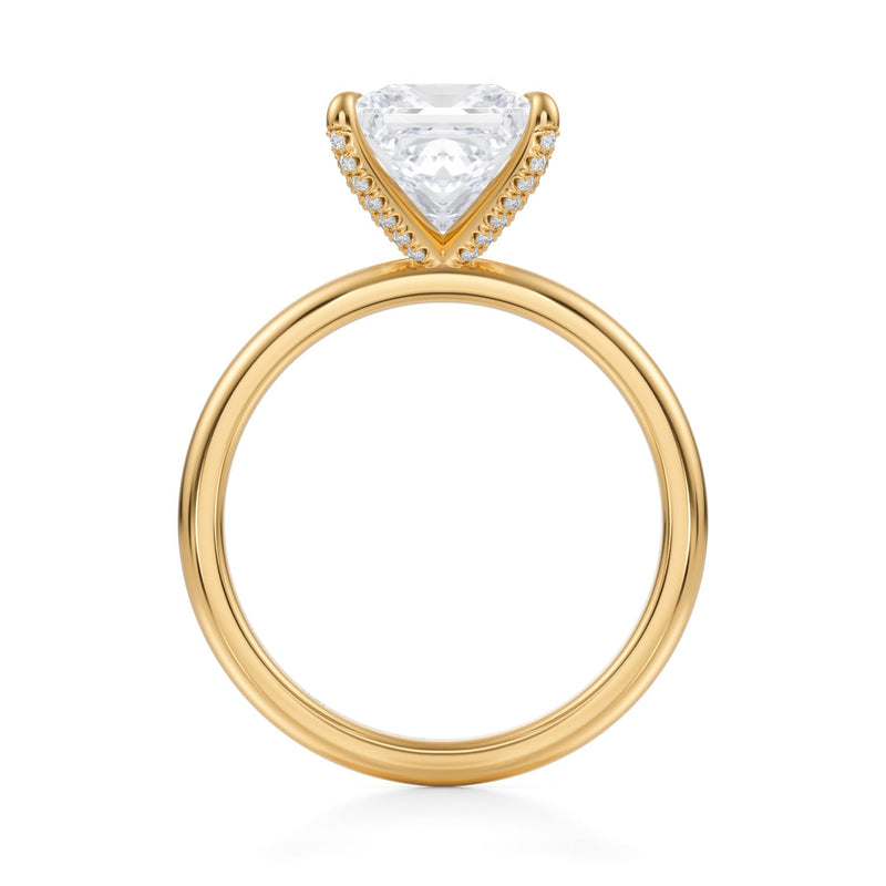 Princess Solitaire Ring With Pave Prongs  (3.00 Carat D-VVS2)