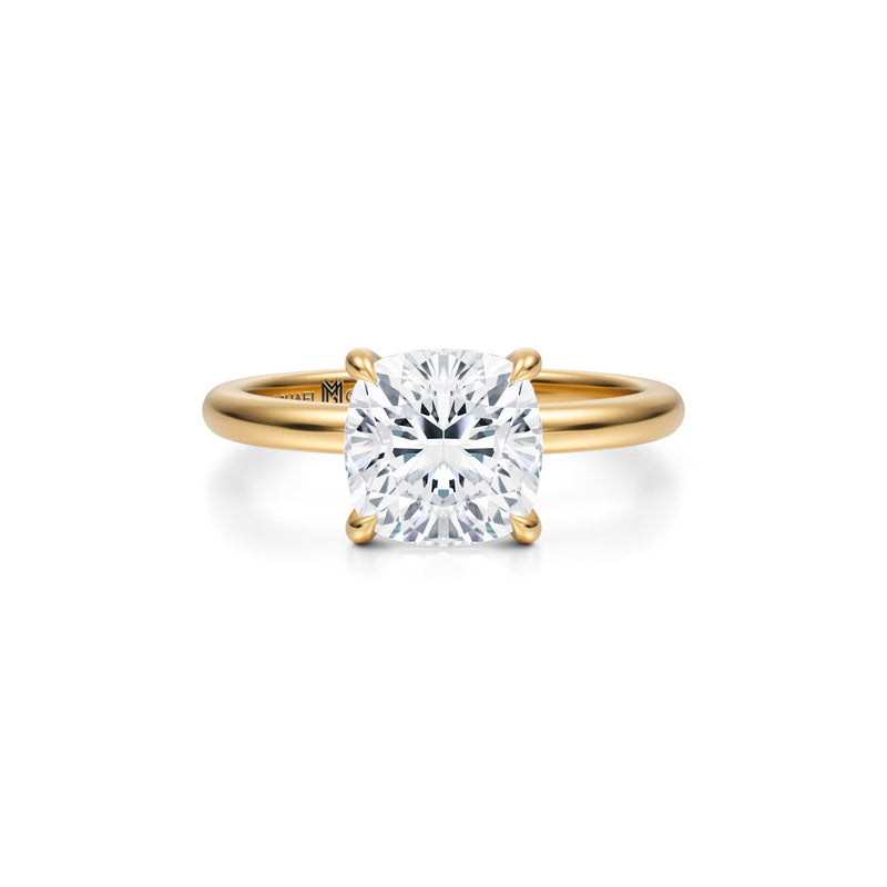 Cushion Solitaire Ring With Pave Prongs  (2.70 Carat G-VVS2)