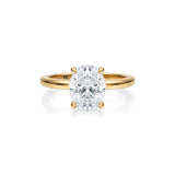 Oval Solitaire Ring With Pave Prongs  (1.70 Carat G-VVS2)