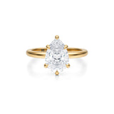 Pear Solitaire Ring With Pave Prongs  (3.20 Carat E-VVS2)