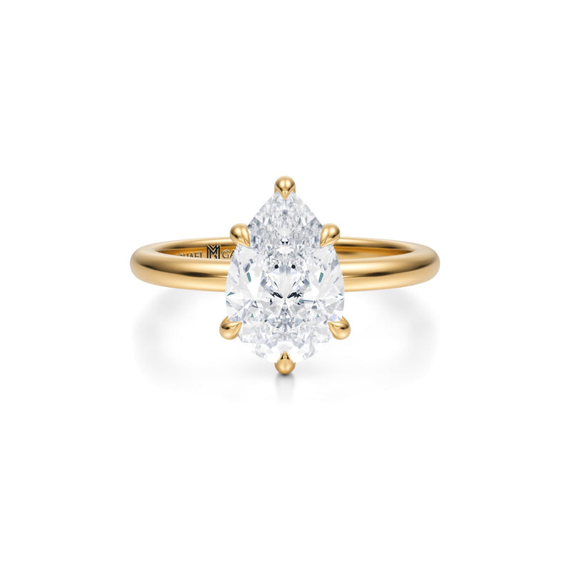 Pear Solitaire Ring With Pave Prongs  (3.20 Carat E-VVS2)