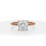 Lab Grown Diamond Classic Cushion Cut Cathedral Ring in Pink Gold