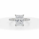 Lab Grown Diamond Radiant Cut Modern Pave Ring in White Gold