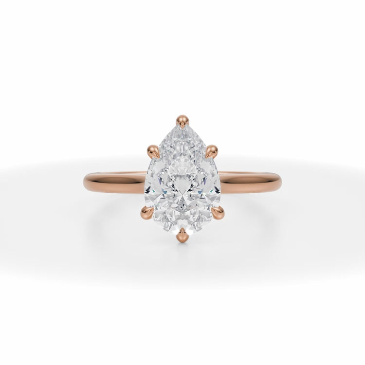 Lab Grown Diamond Classic Pear Cathedral Ring in Pink Gold