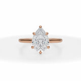 Lab Grown Diamond Classic Pear Cathedral Ring in Pink Gold