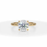 Round Solitaire Ring With Pave Basket in Yellow Gold