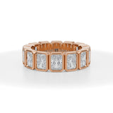 Radiant Bezel Lab Grown Diamond Vertical Eternity Band in Pink Gold