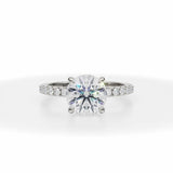 Round Modern Pave Diamond Engagement Ring in White Gold