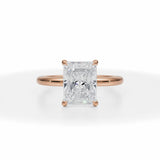 Classic Radiant Cut Lab Grown Diamond Solitaire Ring in Pink Gold
