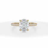 Lab Grown Diamond Oval Pave Basket With Trio Pave Ring in Yellow Gold