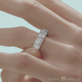 Princess Bezel Lab Grown Diamond Eternity Band on Ring Finger in White Gold