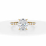 Lab Grown Diamond Oval Pave Ring With Pave Prongs in Yellow Gold