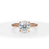 Round Lab Grown Diamond Solitaire Ring With Invisible Halo in Pink Gold