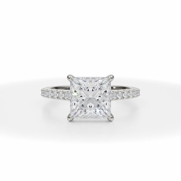 Princess Pave Cathedral Ring With Pave Basket