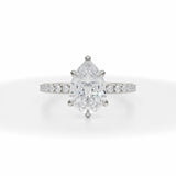 Lab Grown Diamond Pear Modern Pave Ring in White Gold