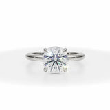 Round Lab Grown Diamond Solitaire Ring With Invisible Halo in White Gold