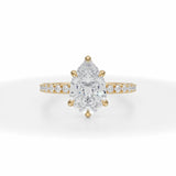 Lab Grown Diamond Pear Invisible Halo With Pave Ring in Yellow Gold