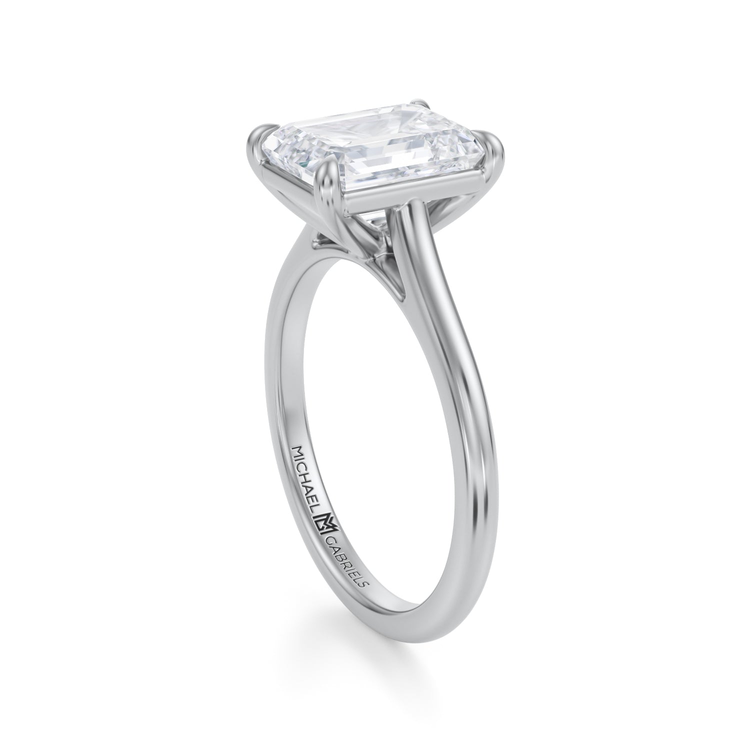 Classic Emerald Cathedral Ring (2.00 Carat D-VS1) - Michael Gabriels