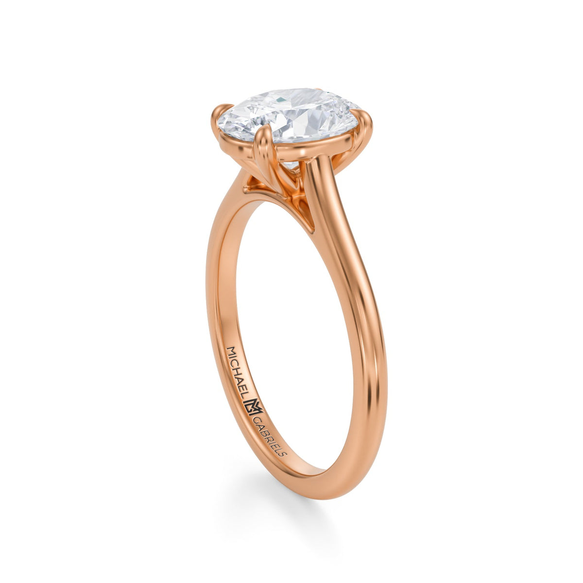Classic Oval Cathedral Ring (1.50 Carat E-VS1) - Michael Gabriels