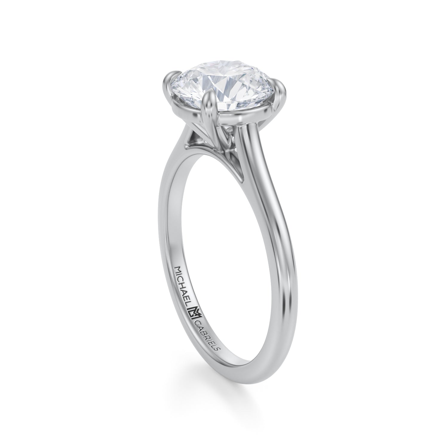Classic Round Cathedral Ring (3.40 Carat D-VS1) - Michael Gabriels