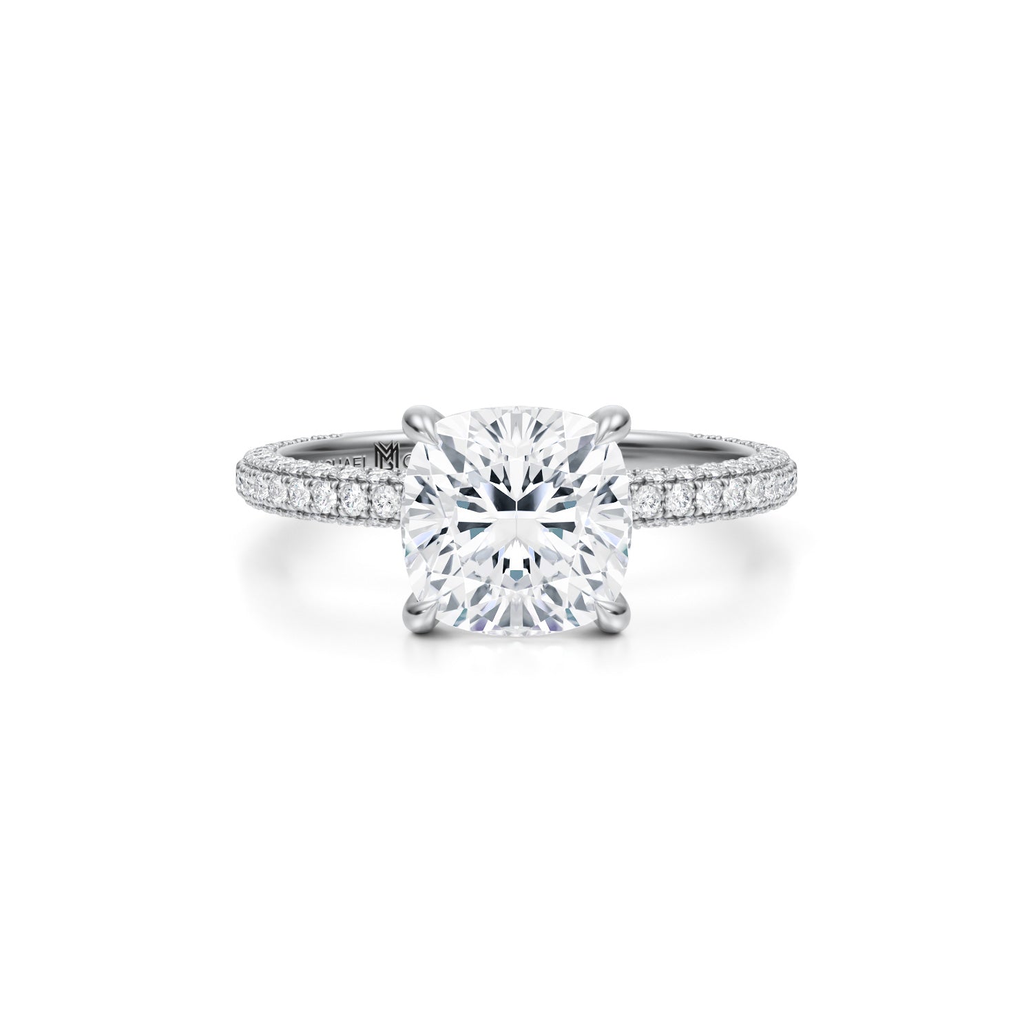 Cushion Double Edge Halo With Solitaire Ring (2.00 Carat G-VVS2) - Michael Gabriels