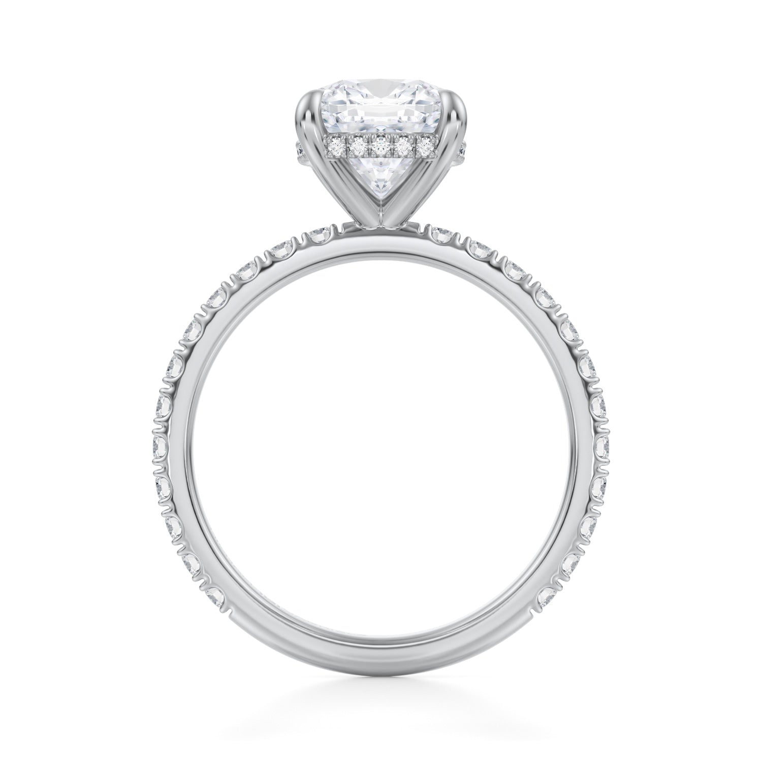 Cushion Invisible Halo With Pave Ring (3.70 Carat F-VS1) - Michael Gabriels