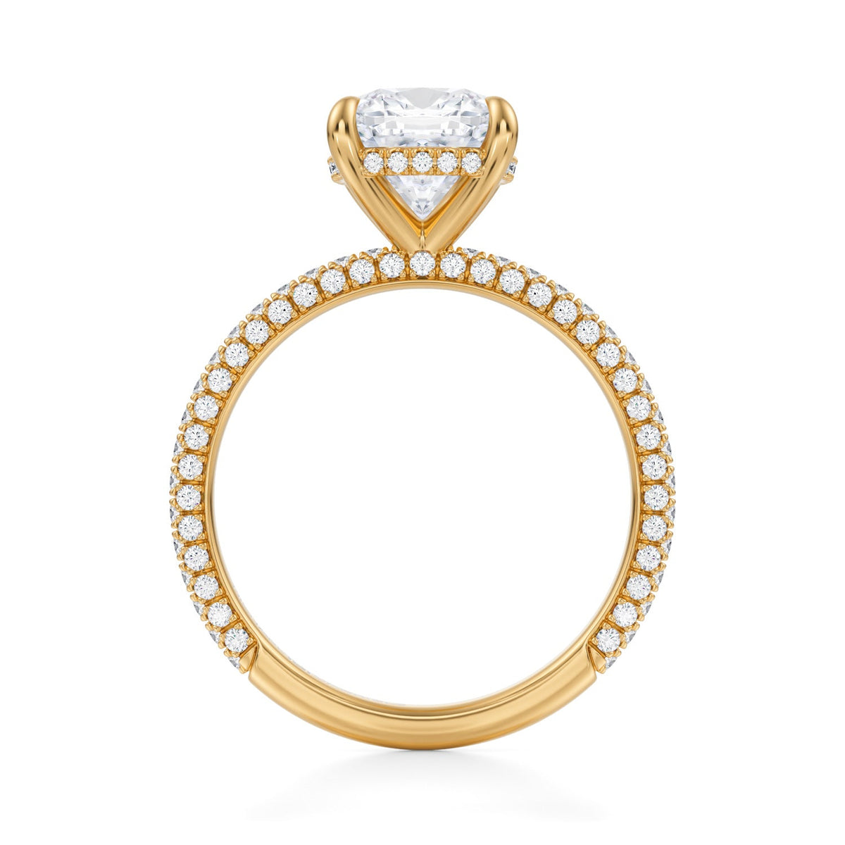 Cushion Invisible Halo With Trio Pave Ring (3.20 Carat F-VVS2) - Michael Gabriels