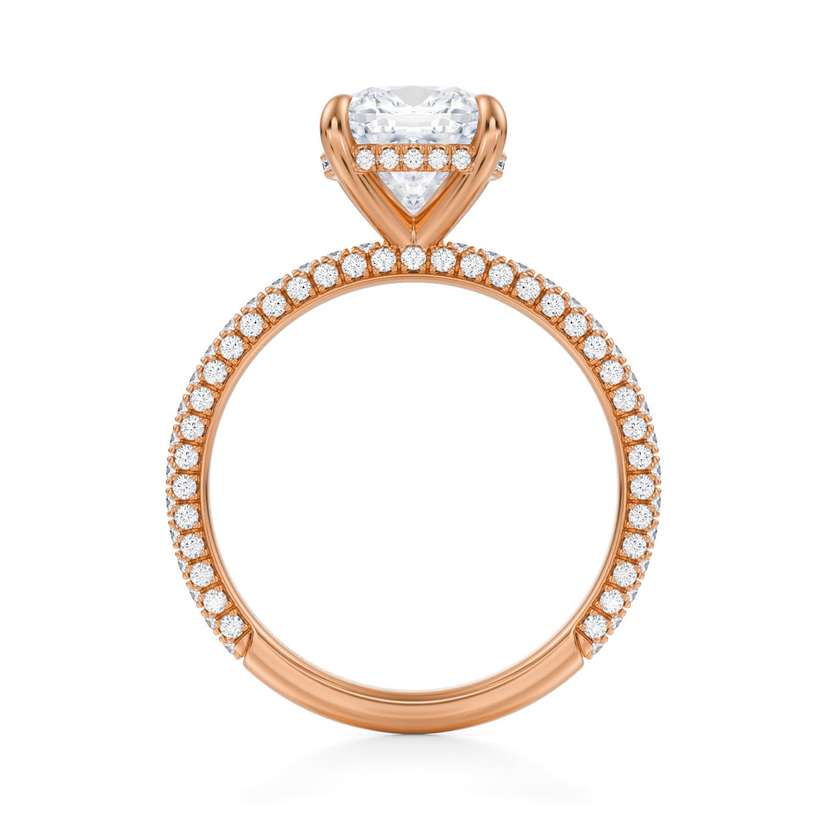 Cushion Invisible Halo With Trio Pave Ring (3.70 Carat F-VS1) - Michael Gabriels