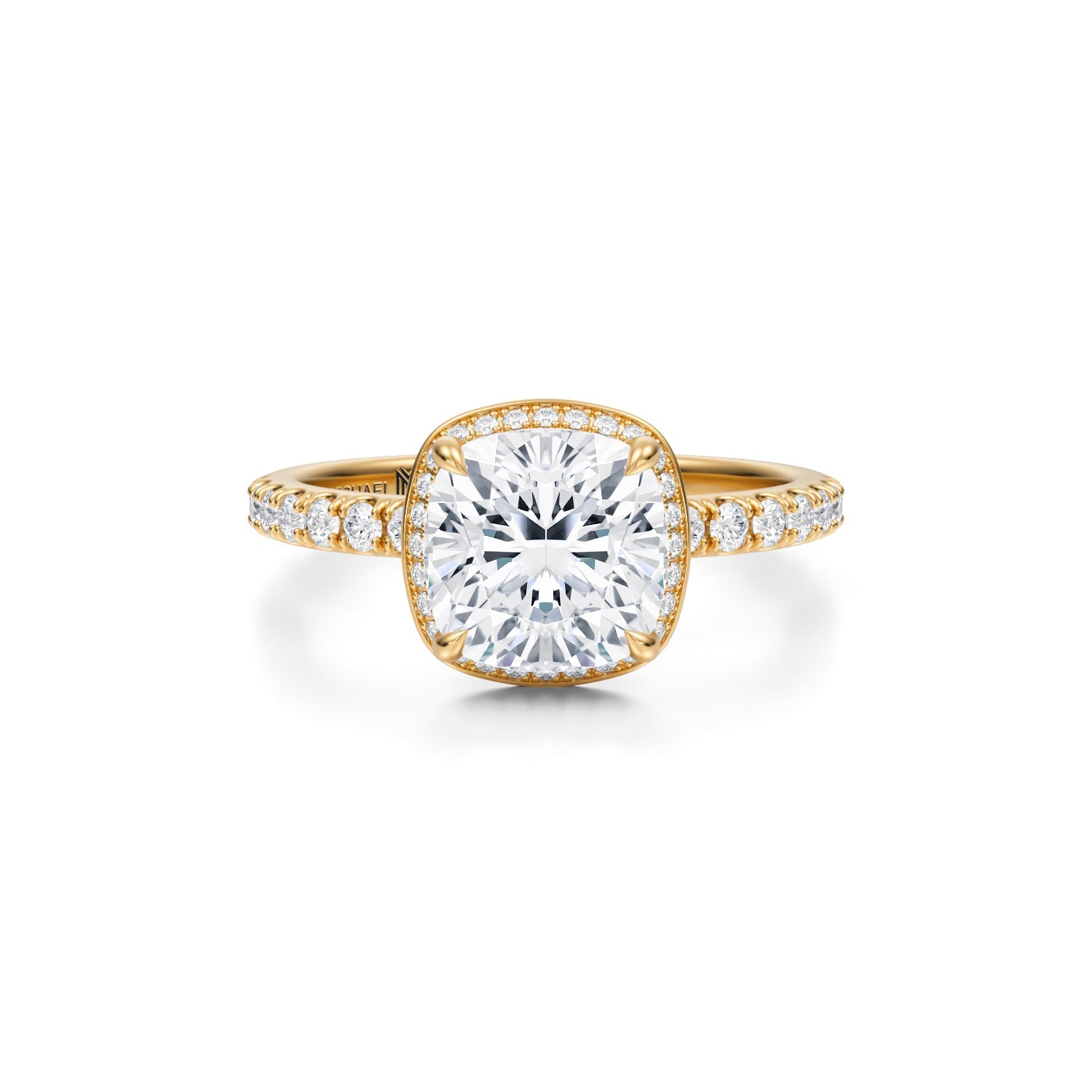 Cushion Knife Edge Halo With Pave Ring (1.00 Carat D-VVS2) - Michael Gabriels