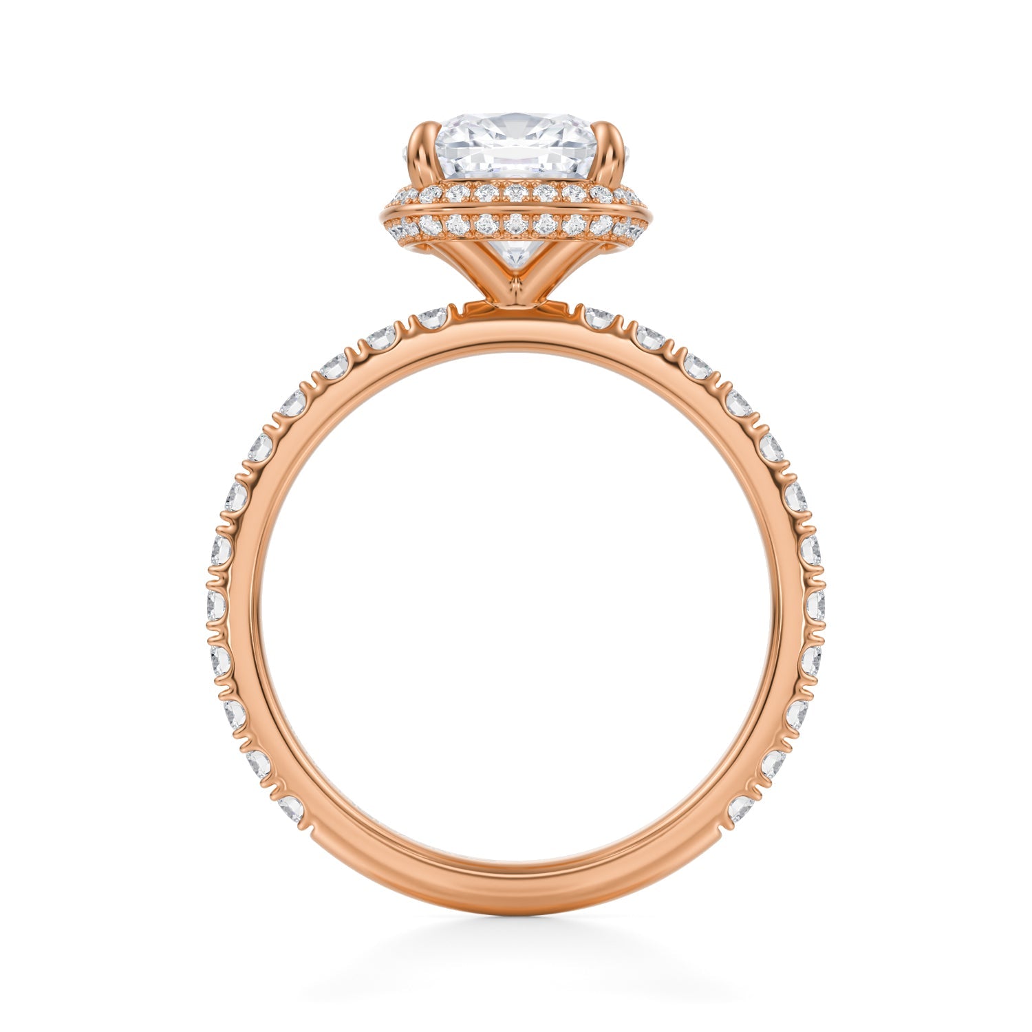 Cushion Knife Edge Halo With Pave Ring (1.00 Carat F-VVS2) - Michael Gabriels