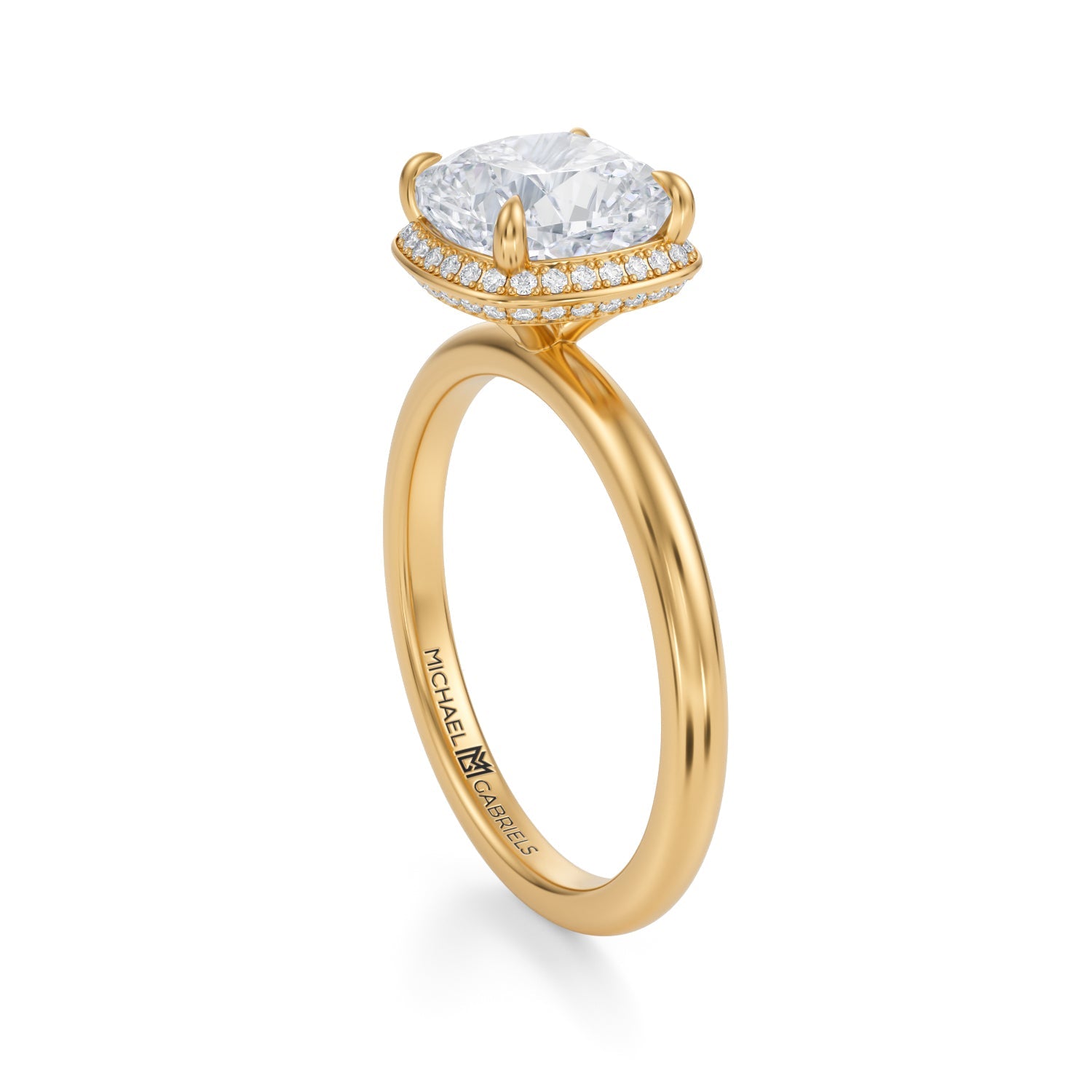 Cushion Knife Edge Halo With Solitaire Ring (2.00 Carat D-VVS2) - Michael Gabriels
