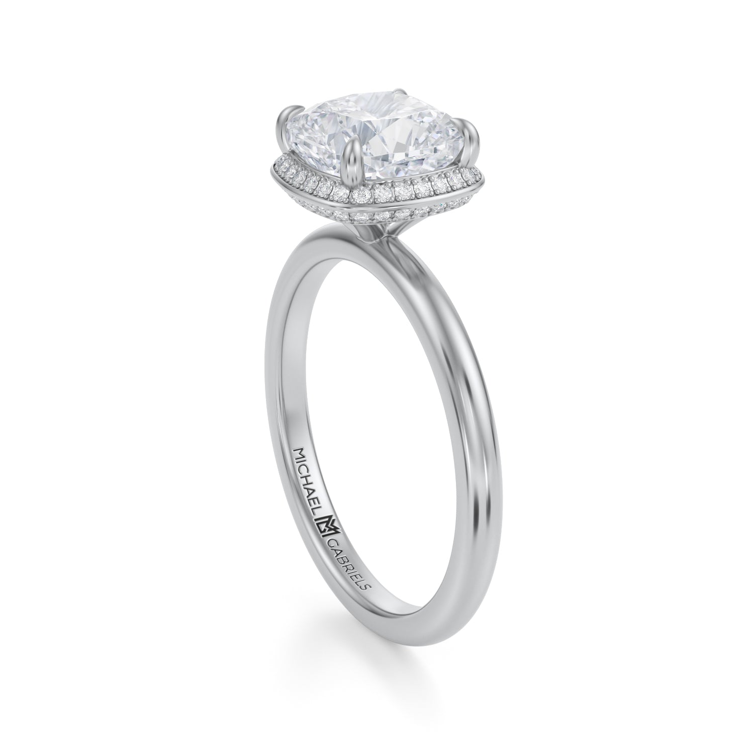 Cushion Knife Edge Halo With Solitaire Ring (3.40 Carat D-VVS2) - Michael Gabriels