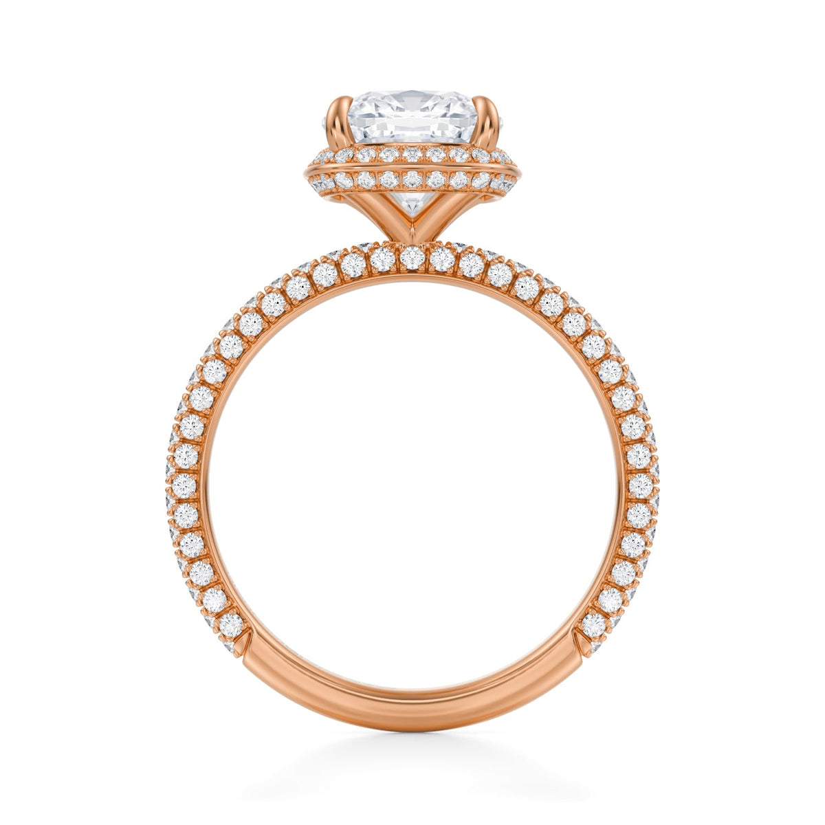 Cushion Knife Edge Halo With Trio Pave Ring (3.70 Carat E-VVS2) - Michael Gabriels