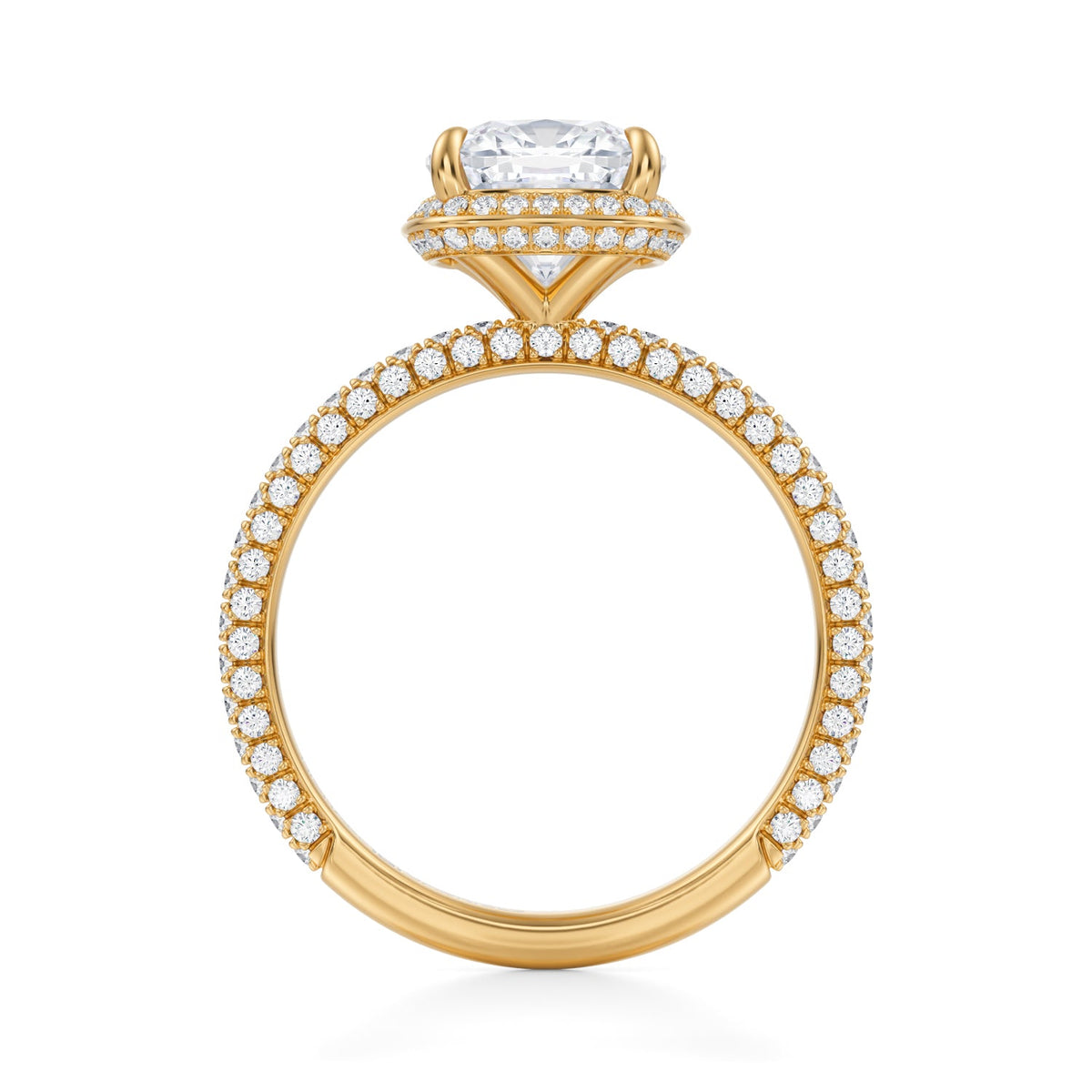 Cushion Knife Edge Halo With Trio Pave Ring (3.70 Carat E-VVS2) - Michael Gabriels