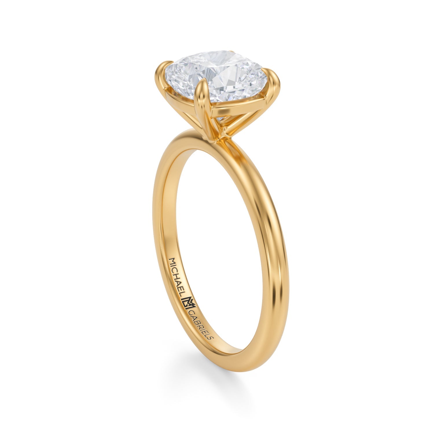 Cushion Martini Basket Solitaire Ring (3.70 Carat E-VVS2) - Michael Gabriels