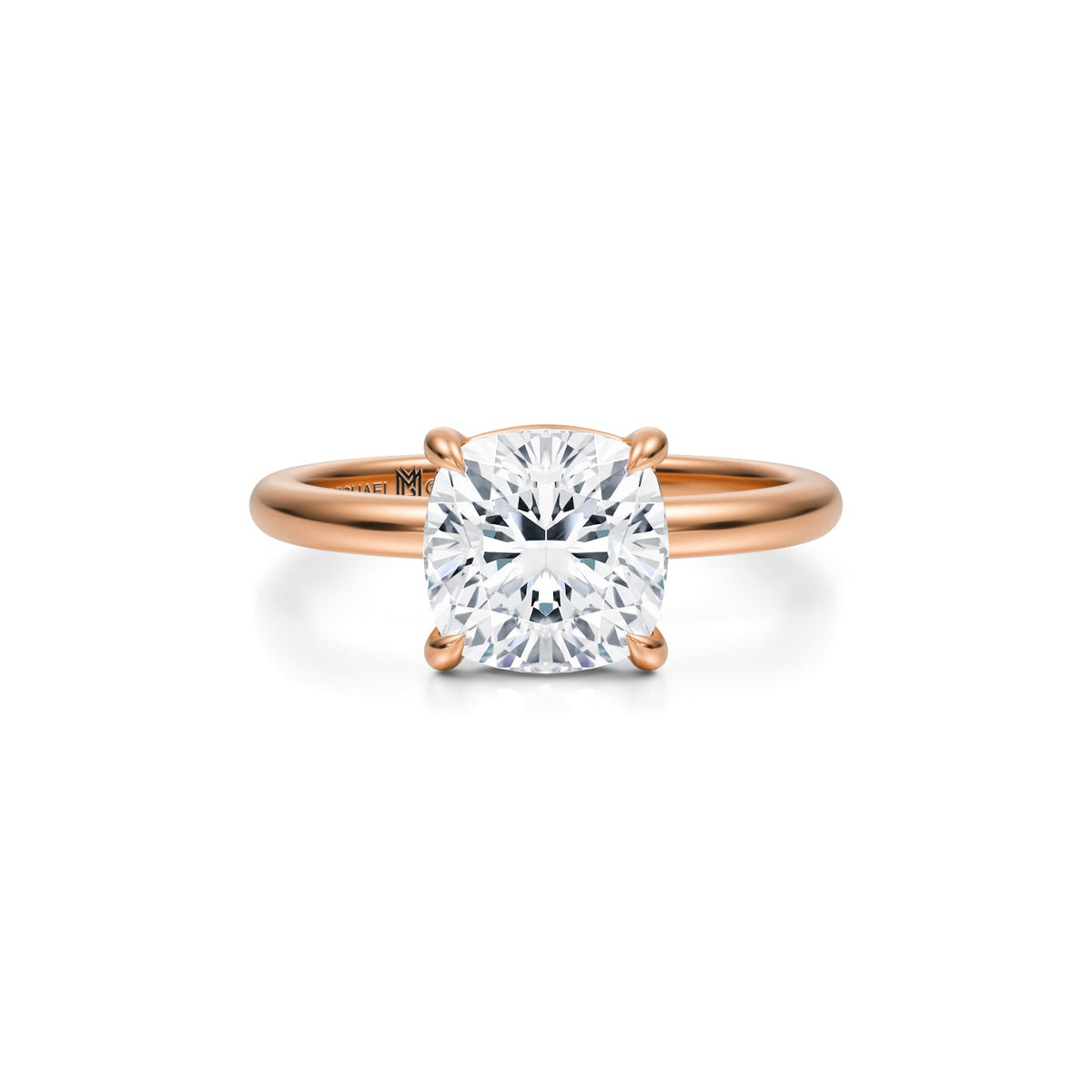 Cushion Martini Basket Solitaire Ring (3.70 Carat E-VVS2) - Michael Gabriels
