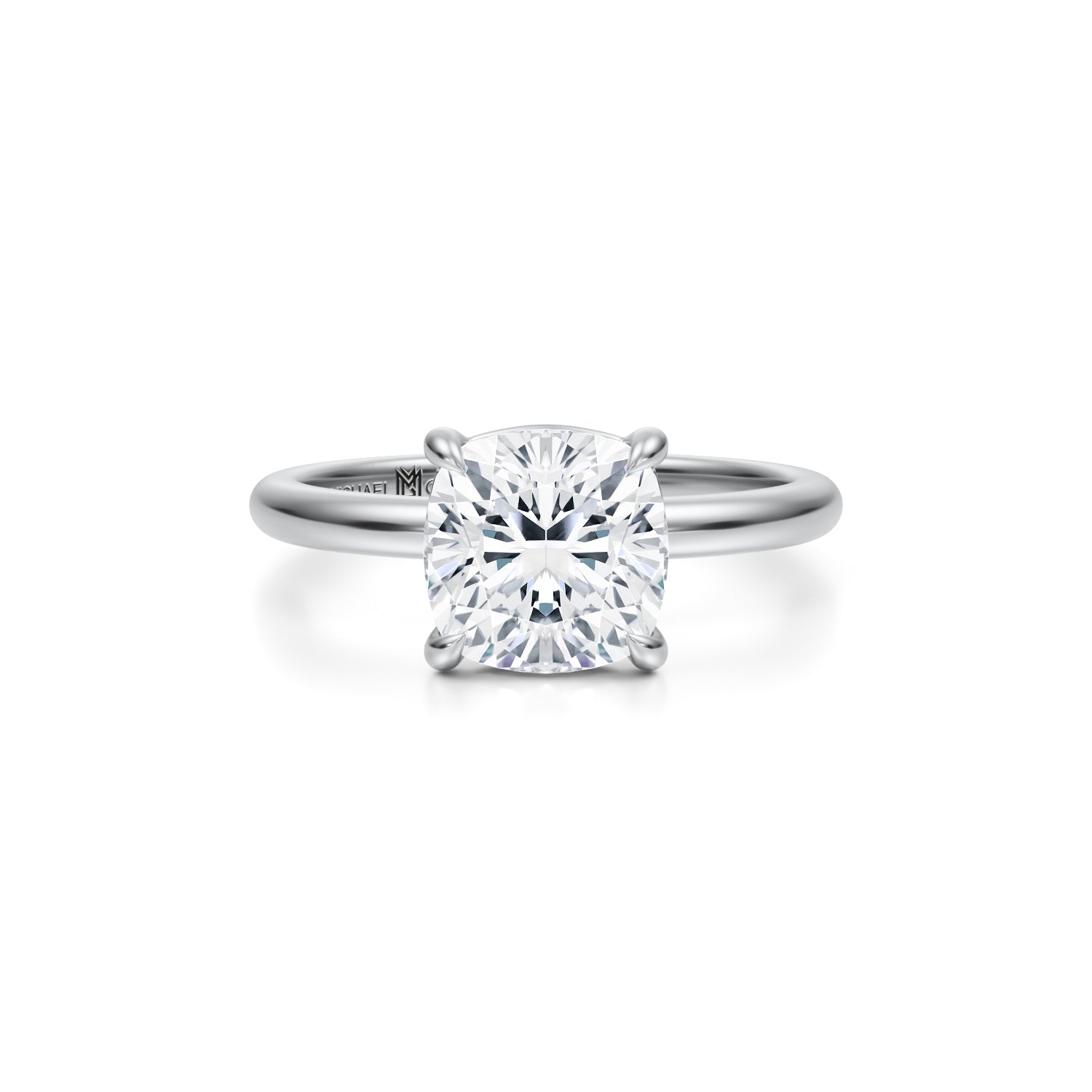 Cushion Martini Basket Solitaire Ring (3.70 Carat E-VVS2) - Michael Gabriels