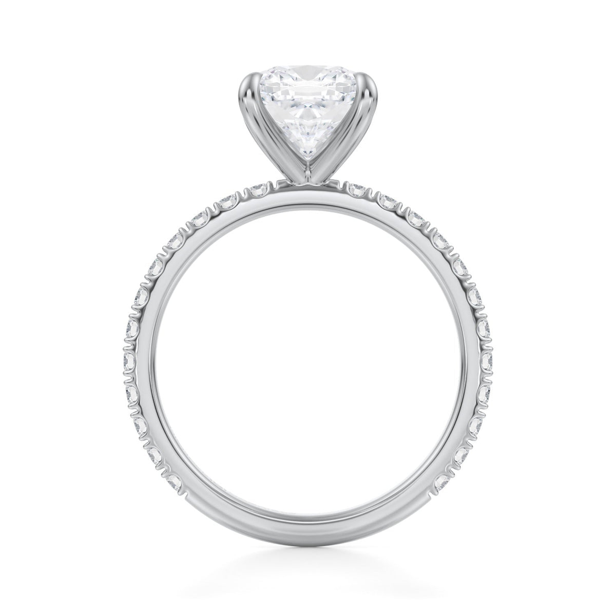 Cushion Modern Pave Ring (3.40 Carat G-VS1) - Michael Gabriels